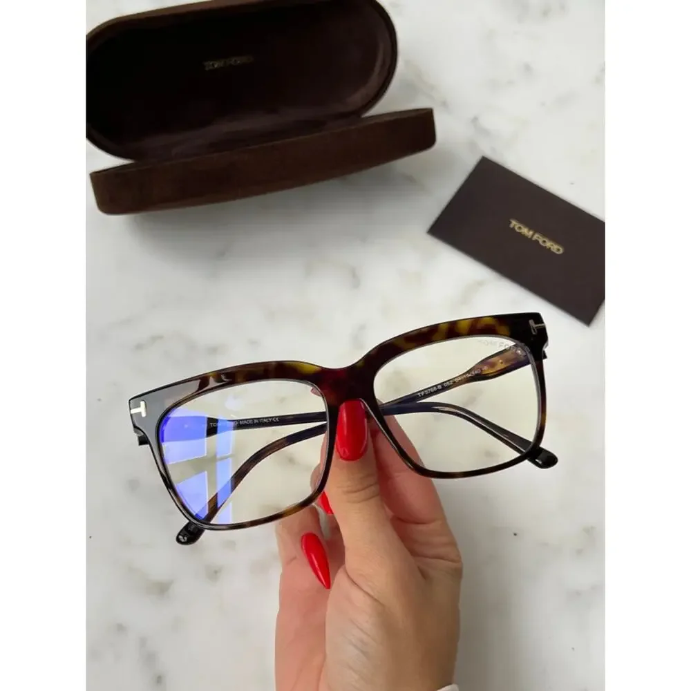 NEW Tom Ford FT5768-B Bluelight Frames in Brown Havana